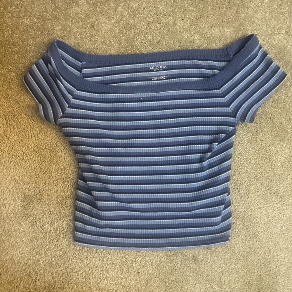 Arizona Jean Company Blue Ribbed Crop T-Shirt